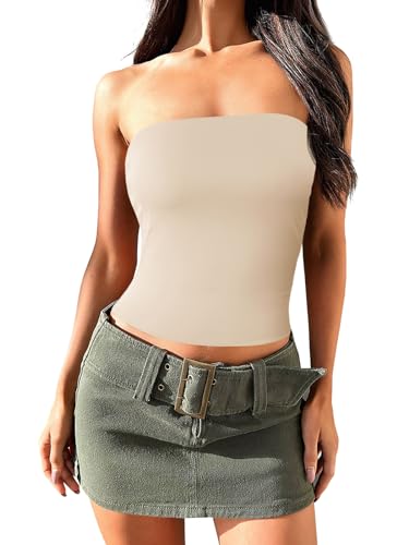 Imily Bela Womens Summer Tube Tops Strapless No Pad Clubwear Y2K Going Out Stretchy Basic Casual Cami Tops Black