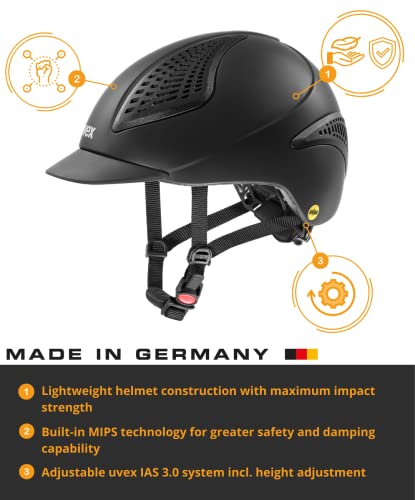 uvex exxential II MIPS Horse Riding Helmet for Women & Men, Black mat, XXS-S - Adjustable Helmet with Integrated MIPS System