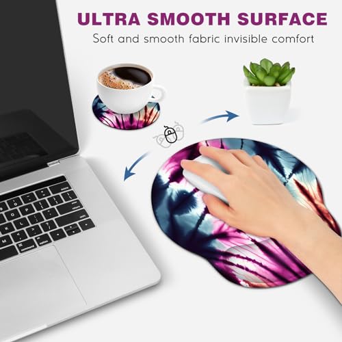 DINKY Ergonomic Mouse Pads, Cute Mouse Pad with Wrist Rest Support Gel, Non-Slip PU Base Mouse Mat with Memory Foam for Home, Office and Gaming, Easy Typing & Pain Relief (Pink Stay Positive)