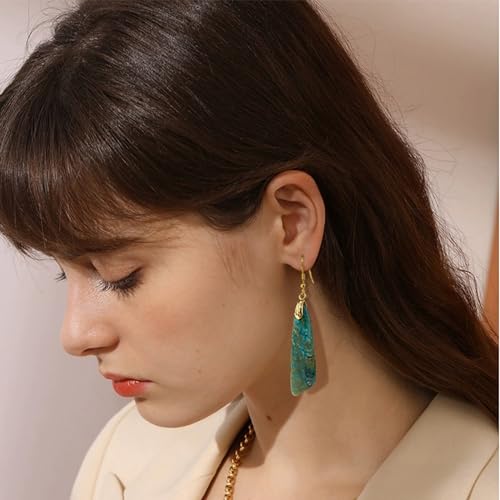 SELOVO Cyan Stone Earrings for Women Trendy Boho Dangle Drop Earrings Gold Tone