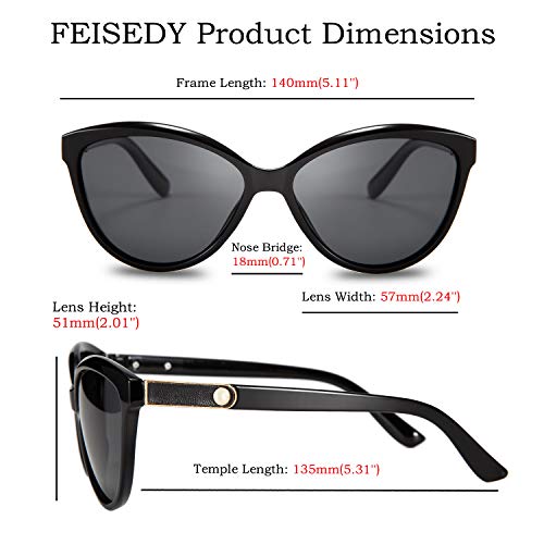 FEISEDY Classic Cateye Polarized Sunglasses for Women 100% UV Protection B2512