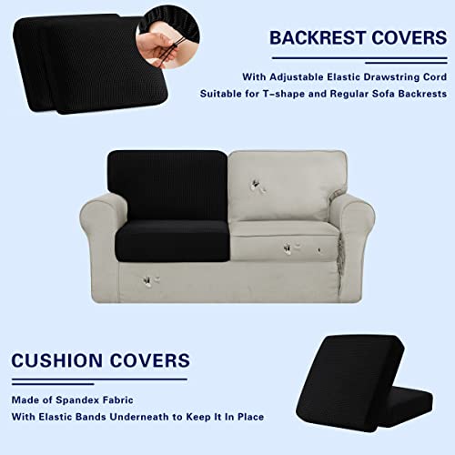 SUBRTEX 3 Pieces Stretch Sofa Slipcover Sets Couch Cover Sets Backrest Cushion Covers Furniture Protector Collection Set for Oversize Sofa Loveseat Chair Slip Covers(Small, Navy)