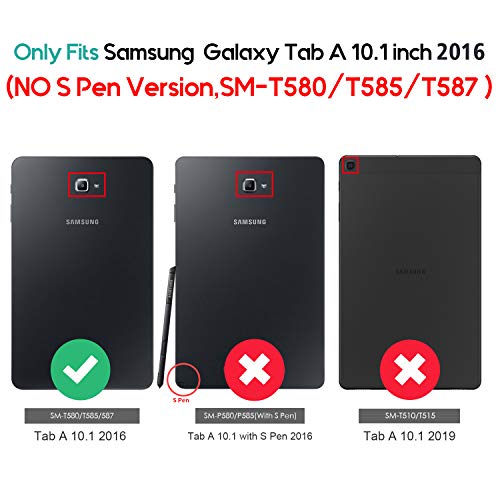 ProCase Leather Case for Galaxy Tab A 10.1-inch 2016 (SM-T580 T585 T587), Stand Folio Cover for Galaxy Tab A 10.1" Tablet (NO S Pen Version) with Multiple Viewing Angles Card Pocket -Black
