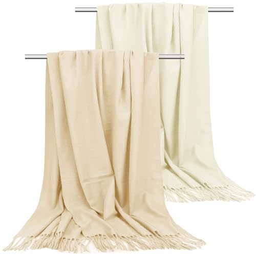 EINSKEY Pashmina Shawls Wraps, 2-Pack Womens Large Scarf Winter Warm Blanket Cashmere Feel Wool Blend Tassel Scarves