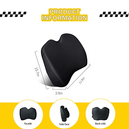 Super Snug Lumbar Support Pillow for Car, 100% Memory Foam Lumbar Pillow with Breathable Removable Cover, Ergonomic Design - Back Pillow Lumbar Support Pillow for Car Seat/Back Pain Relief(Black, Sam)
