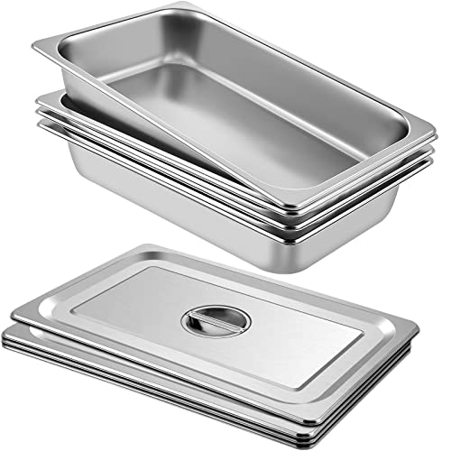 Insulated Pan Carrier & Hot Box Food Warmer for Catering, Restaurants & Deliveries & Mophorn 4 Pack Hotel Pan 3.7" Deep Steam Table Pan Full Size with Lid 20.8" L x 13" W