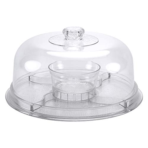 Cake Stand with Dome Cover, 6-in-1 Multi-Purpose Use, Cake Stand with Lid, Serving Platter, Punch Bowl, Desert Platter and More, BPA Free