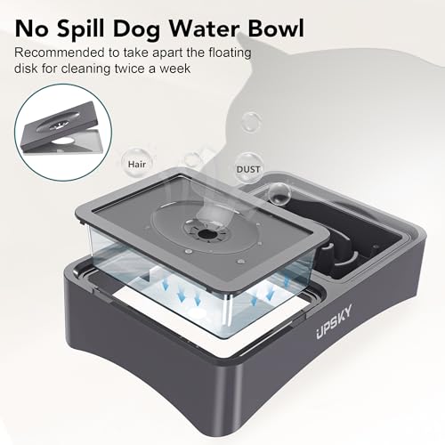 UPSKY 2-in-1 Elevated Dog Bowls Slow Feeder, 4 Height Adjustable Raised Dog Bowl Stand No Spill Dog Water Bowl Dispenser, Anti-Slip Dog Food and Water Bowl for Small Medium Dogs