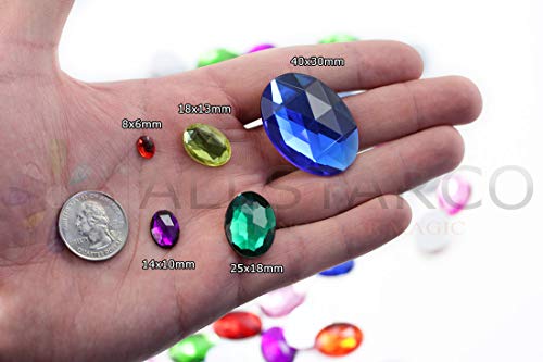 Allstarco KraftGenius 40x30mm Pink Fuchsia .NAT01 Large Flat Back Oval Acrylic Rhinestones Cosplay Costume Gems Plastic Jewels Embelishments DIY Crafts Gemstones - 4 Pieces