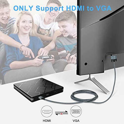 Twozoh HDMI to VGA Cable 3.3FT. Aluminum Alloy Shell Nylon Braided & Gold-Plated Support 1080P/60HZ