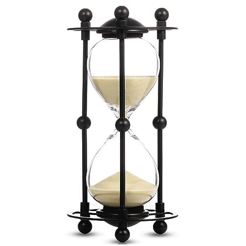 QIRLOEU 15 Minute Sand Timer, Hour Glass with Sand, Vintage Metal Hourglass Timer for Home, Office, Desk Decor, Unique Sand Clock Gifts (Apricot)