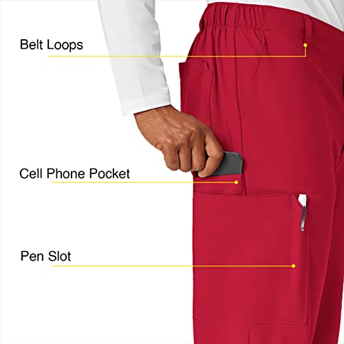 WINK Petite Men's Flat Front Cargo Pant, Red, X-Large/Short