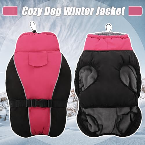 DENTRUN Warm Winter Coat Cold Weather Jacket Windproof Fleece Vest Reflective Outwear Waterproof Snowsuit Cozy Turtleneck Apparel for Small Dogs, S