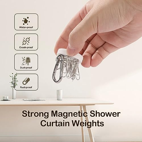 12 Packs Magnetic Shower Curtain Weights,Shower Curtain Weights Magnets,Rubber Covered Heavy Duty Weights, Prevent Curtain Liner from Blowing Around, Work for Drapery, Flag, Tablecloth (6 Pairs)