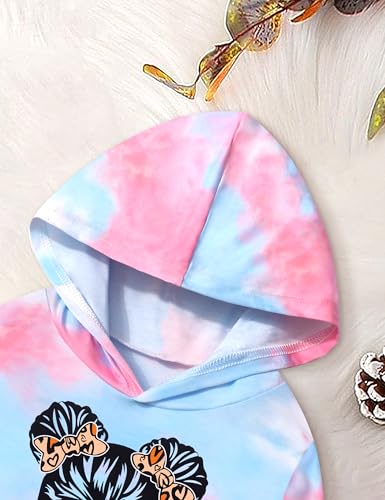 Aulyffo 3t Girl Clothes 4t Girls Outfits Two Piece Tie Dye Toddler Girl Clothes Hooded Pullover Tops + Joggers Sweatpants Fall Winter Sweatsuit Sets Black
