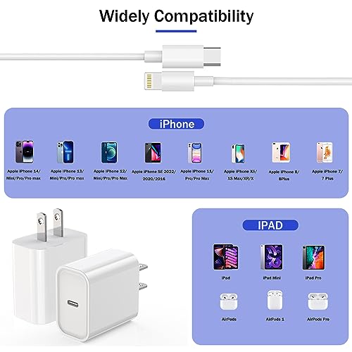 【Apple MFi Certified】Fast Charger iPhone ,Fast iPhone Charging Cord 3Pack iPhone Charger Fast Charging Plug Block 6FT USB C to Lightning Cable for iPhone 14/14 Pro Max/Plus/13 Mini/12/11/XR/XS,AirPods