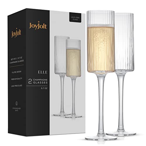 JoyJolt – ELLE 6oz Champagne Glasses. Vintage Style Unique Drinking Mimosa Glasses, Cocktail Glasses or Wedding Champagne Flutes.