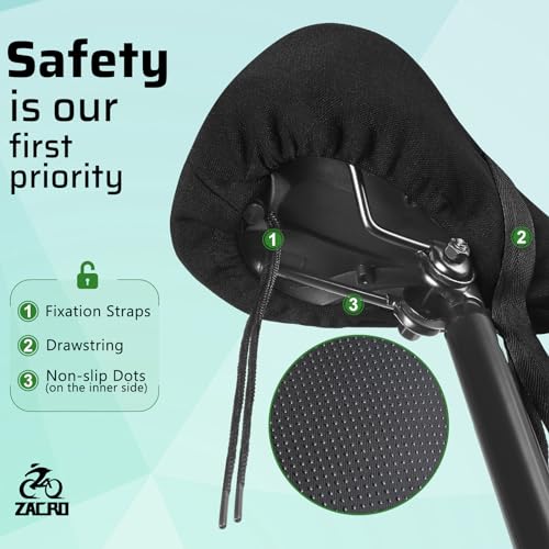 Zacro Bike Seat Cushion, Gel Padded Bike Seat Cover for Men Women, Padding Bicycle Seat Cover Extra Soft Fit for Peloton, Spin Stationary Exercise, Mountain Road Cycling Bike