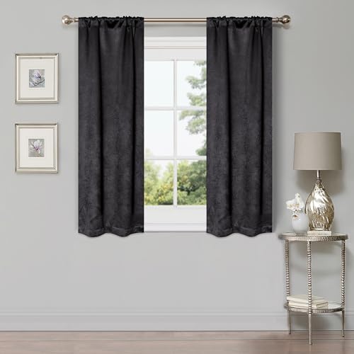 Superior Blackout Curtains, Room Darkening Window Accents, Sunblocking, Thermal, Modern Geometric Waves with Grommets, Curtain Set of 2 Panels, 52 W X 120 L, Silver