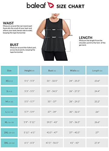 BALEAF Women's Plus Size Workout Tank Tops Loose Fit Sleeveless Athetic Running Exercise Shirts Purple S