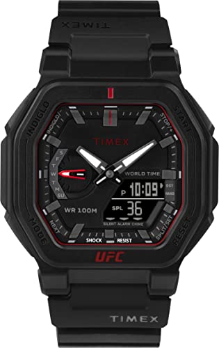 Timex UFC Men's Colossus 45mm Watch - Black Strap Black Dial Black Case