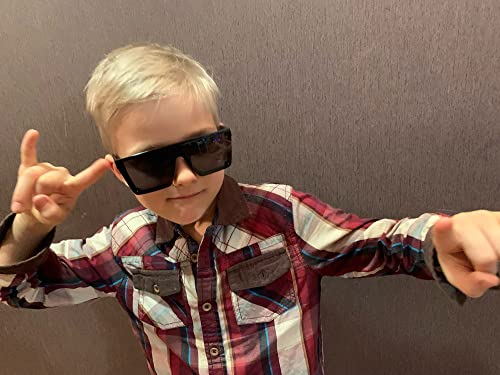 FEISEDY Kids Sunglasses, Flat Top Shield Square Sunglasses with Rimless Fashion Shades for Age 1-7, B4061