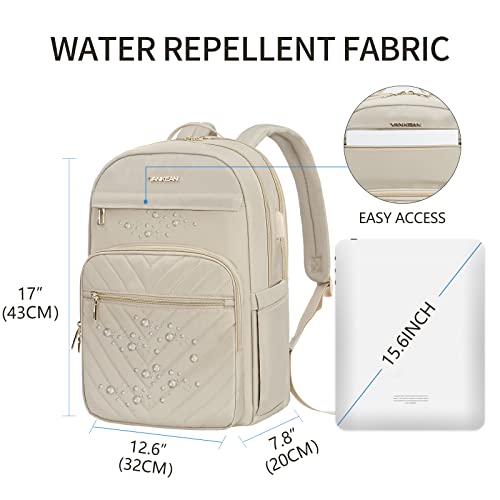 VANKEAN 15.6 Inch Laptop Backpack for Women Men Work Bag Fashion with USB Port, Waterproof Backpacks Nurse Stylish Travel Bags Casual Daypacks for College, Business, Black
