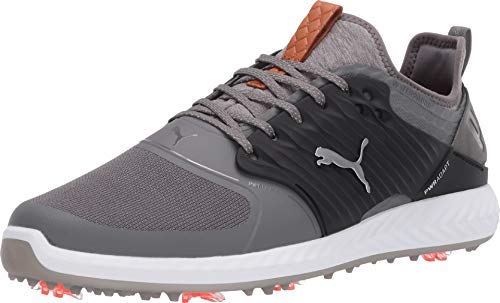 Puma Golf Men's Ignite Pwradapt Caged Golf Shoe, Quiet Shade-Bronze-Puma Black, 8.5 Wide US