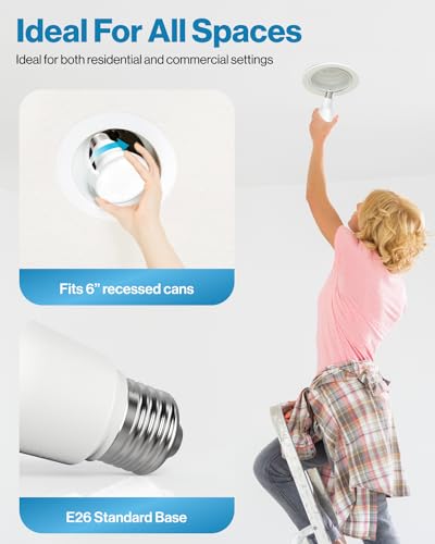 Sunco BR40 LED Light Bulbs, Indoor Flood Lights, Recessed Can Light Bulb, 1400 LM, 17W (100W Equivalent), 2700K Soft White, Dimmable, E26 Base, for Home, Bedroom, Kitchen UL 4 Pack