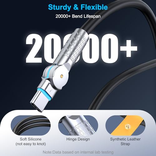 USB C to USB C Cable 240W 10FT, 180° Rotating Head with LED Type C Charger Cable Fast Charge for iPhone 15/15Pro/15Plus/15ProMax,MacBook Air,iPad Pro,Pixel,Samsung Galaxy S23/S24 Ultra-Black