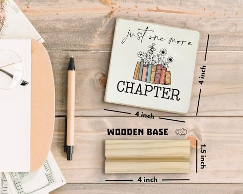 ANIANG Reading Room Book Desk Decor, Book Lovers Bookworm Gifts Wood Plaque, There is No Such Thing As too Many Books Wooden Plaque Sign with Wood Stand for Reading Room Home Library Shelf Decor