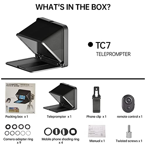 LENSGO Portable Teleprompter for iPad Tablet Smartphone DSLR Camera 7.9'', APP Compatible with iOS & Android System for Online Teaching Vlog Live Streaming Interview (TC7 for phond/ipad/Camera)