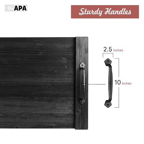 Ilyapa Noodle Board Wood Stove Top Cover for Gas Stove, Electric Stove Burner Covers, Farmhouse Serving Tray, Handles Made of Cast Iron, 22x30 Inches, Farmhouse Noodle Board, Charcuterie Board, Black