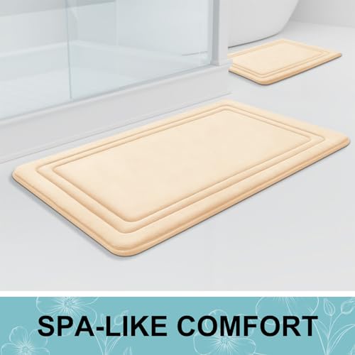 Grandaily Memory Foam Bath Mat Rug 59x24, Ultra Soft, Non-Slip and Absorbent Bathroom Rugs, Machine Wash Dry, Comfortable Bath Rug Carpet for Bathroom Floor, Tub and Shower, Black