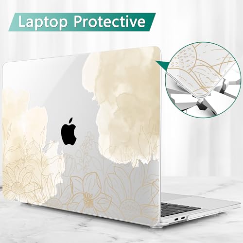 Tuiklol Compatible with 2022 MacBook Pro 13 Inch M2 Clip, 2021 2020 Release M1 A2338 A2289 A2251, Hard Shell Case for MacBook Pro 13" with Touch Bar Fits Touch ID and Retina Display, Flower Leaf