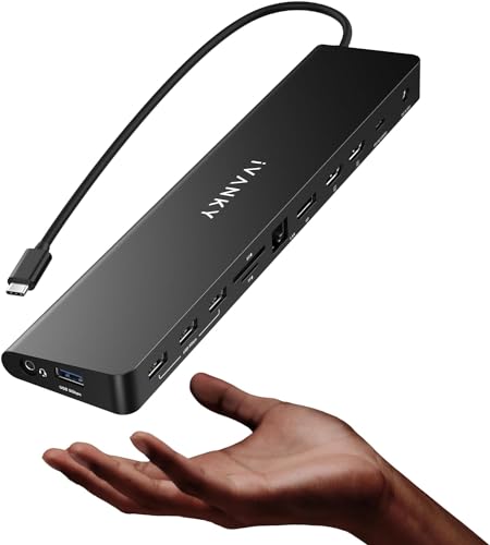 iVANKY Laptop Docking Station Dual Monitor 4K@60Hz, 12-in-1 USB C Dock 2*HDMI 3.0, 6*USB, 85W PD, SD/TF, Ethernet Thunderbolt 3/4 Hub for HP, Lenovo, Dell, ASUS,Surface, etc.