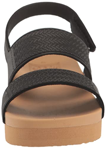 Reef Kids Girls Sandals, Little Water Vista, Black/Tan, 12