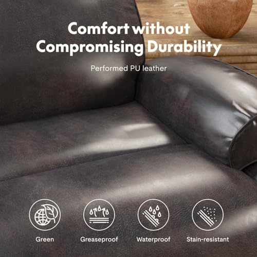 FLEXISPOT XR2 Faux Leather Recliner Chair, Power Rocker Recliner Chair for Adults w/Adjustable Headrest, Lumbar Support, USB Port, Swivel Recliner Chair, Sofa Chair for Living Room, Grey