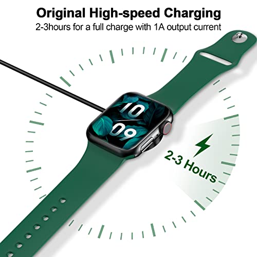 𝟐𝟎𝟐𝟒 𝐔𝐩𝐠𝐫𝐚𝐝𝐞𝐝 for Apple Watch Charger Magnetic Fast Charging Cable [Portable] Magnetic Wireless Charging Compatible with iWatch Series Ultra/9/8/7/6/SE/SE2/5/4/3/2-[1.6FT] Black