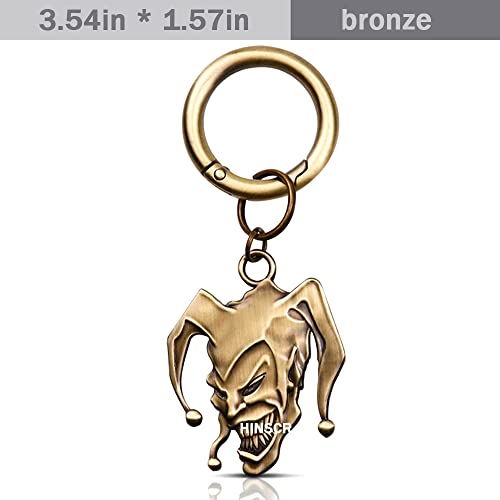 HINSCR Joker Keychain 3D Metal Joker Keyring Auto Decoration Key Pendants Joker Car Accessories Keychain gift for men (bronze)