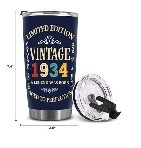 DEKIDOKA 91 Year Old Birthday Gifts for Mom Dad - Vintage Tumbler For Men And Women