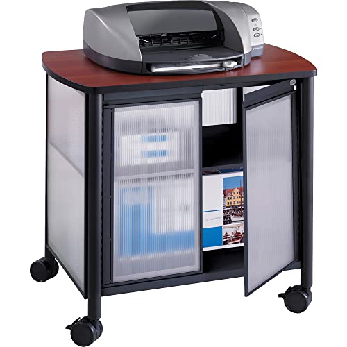 Safco Products Impromptu Mobile Print Stand 1857BL, Cherry Top, Black Frame, 200 lbs. Capacity, Contemporary Design, Swivel Wheels