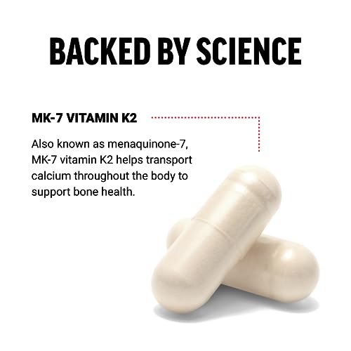 FORCE FACTOR MK-7 Vitamin K2 100mcg, Bone Support Supplements for Women and Men, Support Heart Health, Bone Density, and More, BIoavailable Form, Vegan, Non-GMO, 60 Vegetable Capsules