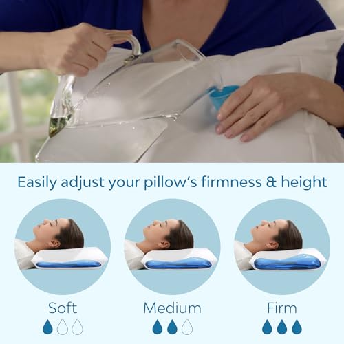 Mediflow Fiber Water Pillow - Adjustable Pillow for Neck Pain Relief, Pillow for Side, Back, and Stomach Sleepers, The Original Inventor of The Water Pillow, Clinically Proven Bed Pillow (2 Pillows)