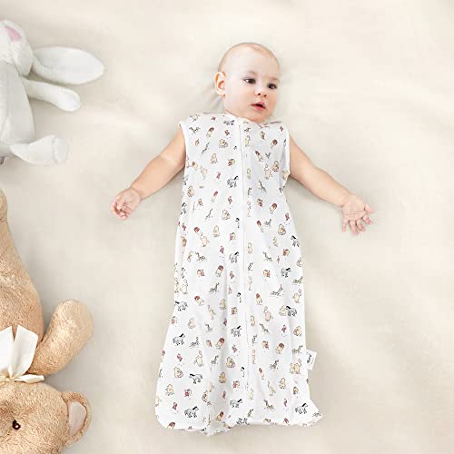 TILLYOU Baby Sleep Sack 0~6 months - Baby Wearable Blanket 100% Cotton with 2-Way Zipper, TOG 0.5 Extra Soft Cotton Sleeveless Sleeping Bag for Infants, 1 Pack, Small Size, Solid White