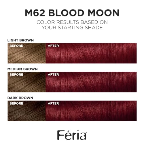 L'Oreal Paris Feria Multi-Faceted Shimmering Permanent Hair Color, R68 Ruby Rush (Rich Auburn True Red), Pack of 1, Hair Dye