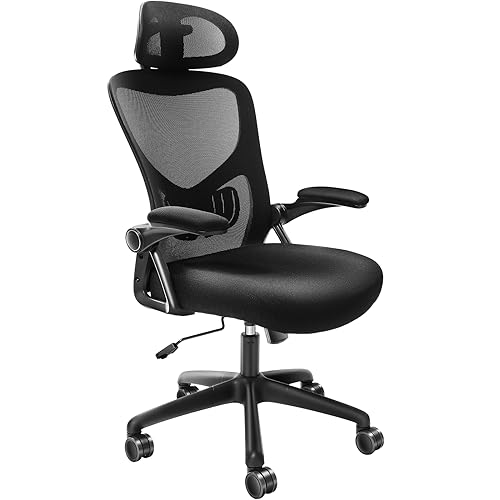 VEVOR Ergonomic Office Chair with Adjustable Lumbar Support, Desk Chair with Adjustable Headrest, PU Armrests Computer Chair for All Day Comfortable Sitting