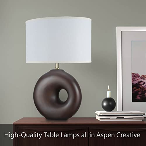 Aspen Creative 40208-12, Two Pack, 21" High Transitional Ceramic Table, Hardback Empire Shaped Lamp Shade in Off White, 12.5" Wide, Dark Blue