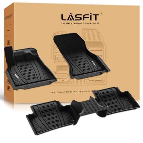 LASFIT Floor Mats for Hyundai Ioniq 5 2022-2024 (Only for Movable Console),All Weather Protection Floor Liners,TPE Car Mats for Ioniq 5 Accessories 2022-2024,1st & 2nd Row,Black