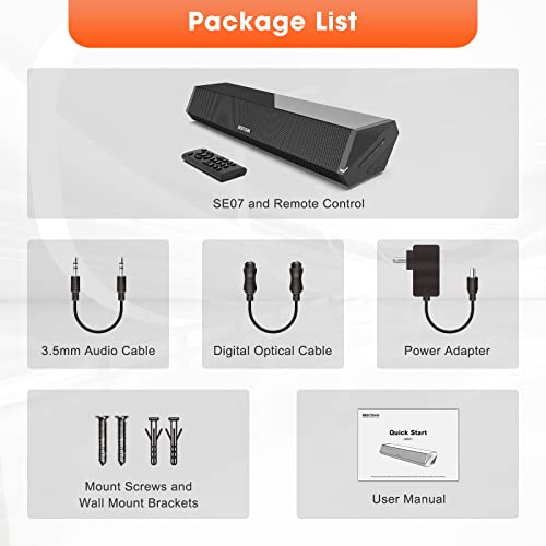 Bestisan Sound Bars for TV, 16'/50W Small Soundbar for TV, Sound Bar with Depths Sound Enhanced/DSP/Bass+/3EQ, Surround Sound Speakers for TV Works with HDMI ARC/CEC,Optical/BT/PC …